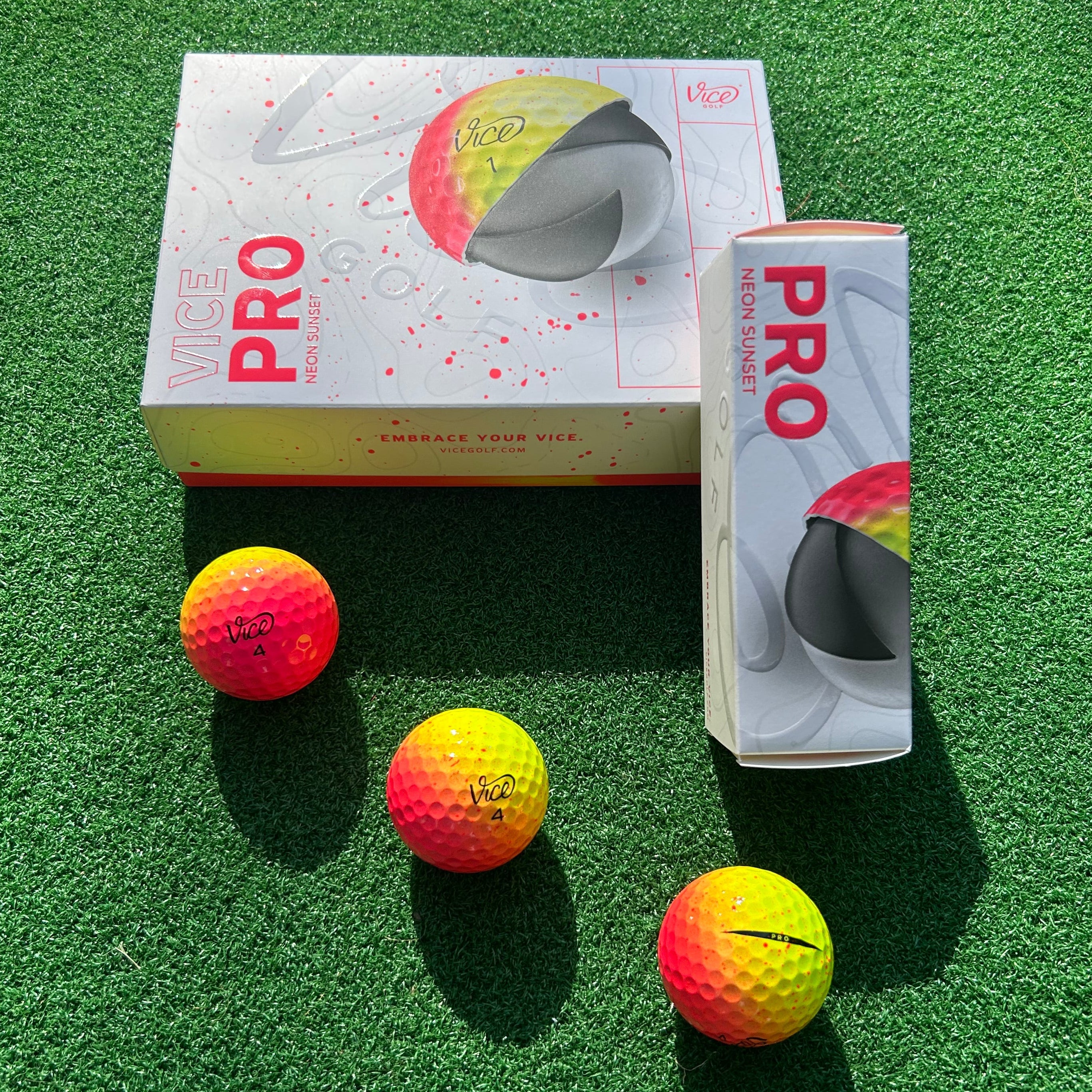 Vice Pro Neon Sunset- 12 pelotas de golf de edición limitada