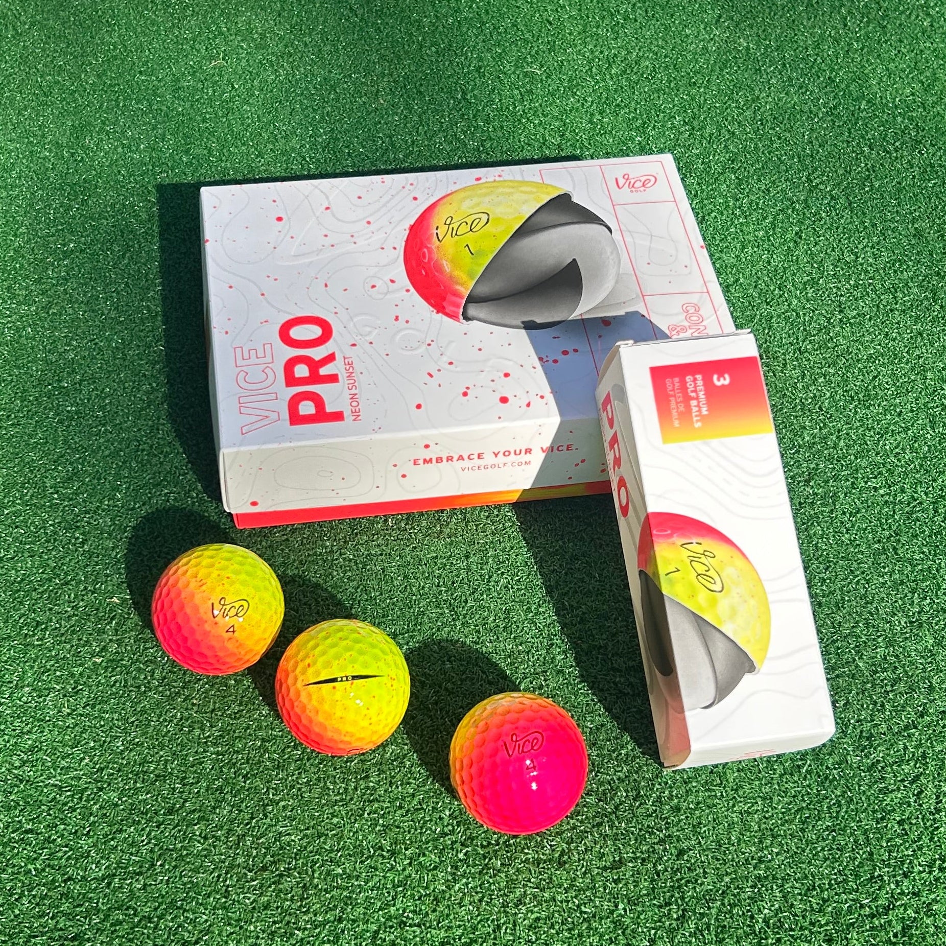 Vice Pro Neon Sunset- 12 pelotas de golf de edición limitada