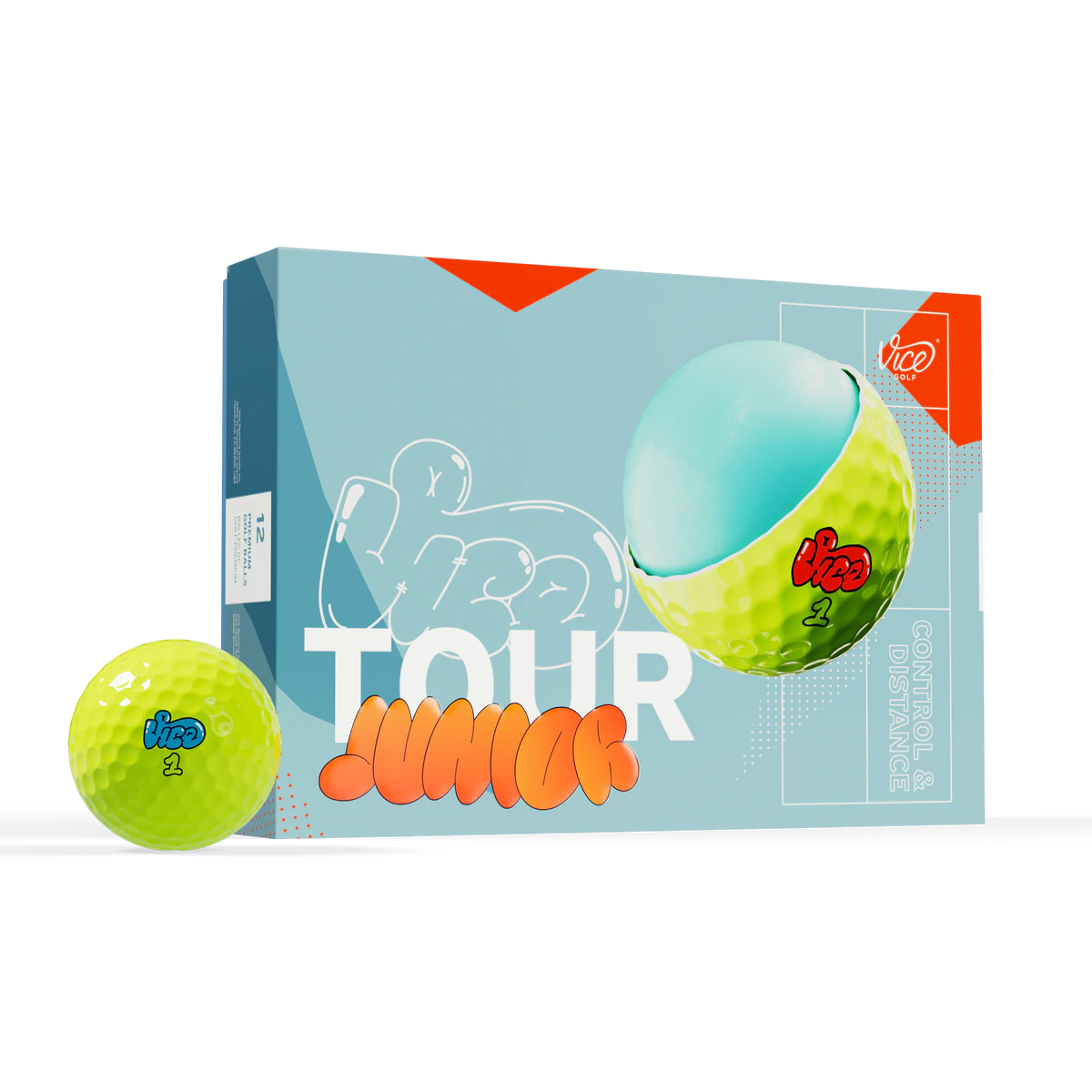 Vice Tour Jr - 12 pelotas de golf para niños