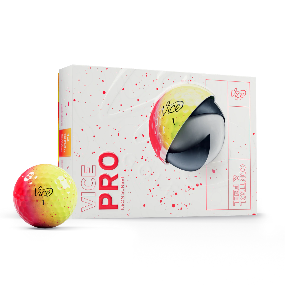 Vice Pro Neon Sunset- 12 pelotas de golf de edición limitada